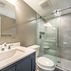 Basement remodel with a cozy family room and wet bar